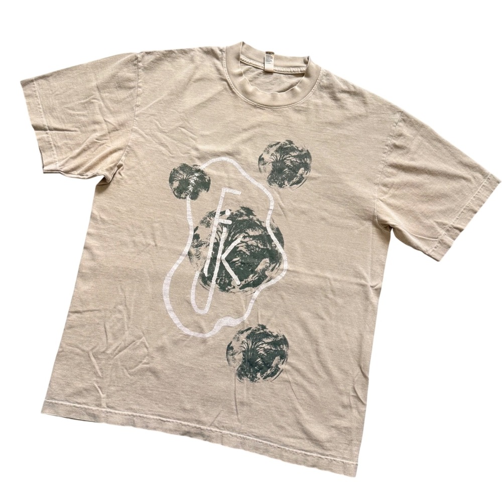 Los Angeles Apparel Mens M Tan Graphic Tee 6.5 oz Garment Dyed Made in USA Shirt